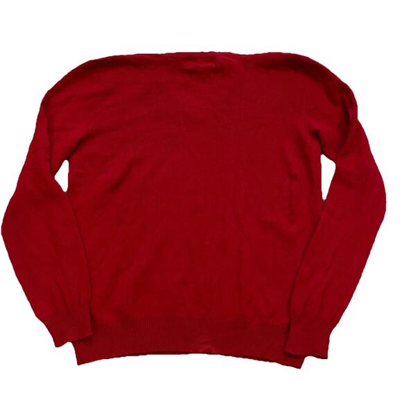 Vintage 1990s Polo Ralph Lauren Red Lambswool V Neck Sweater Men's Size Large - Picture 5 of 6